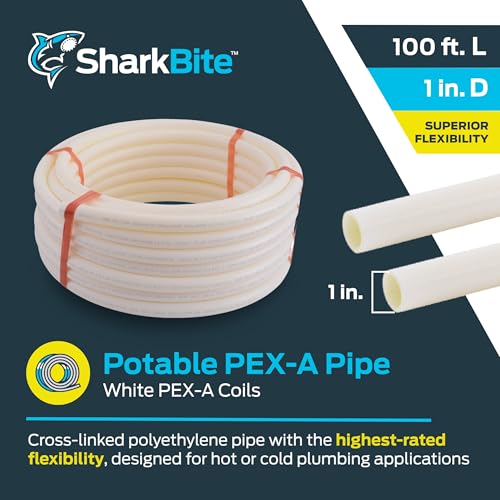 Image of SharkBite 1 Inch x 100 Feet White PEX-A, Made in the USA, Flexible Water Pipe Tubing for Plumbing, UA80W100