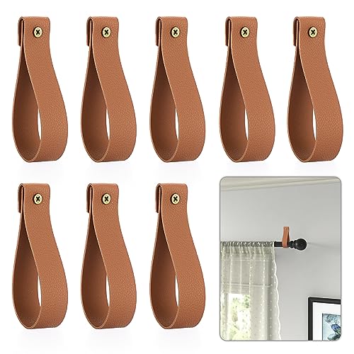 Sumnacon Leather Wall Hanging Strap,8 Pcs Wall Mounted Curtain Rod
