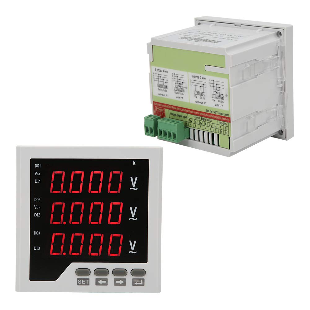 Jeffergarden Medidor de Voltaje CA 450 V, Pantalla LED Programable, Voltímetro Trifásico de Alta Precisión para una Fácil Instalación en Sistemas Eléctricos Industriales