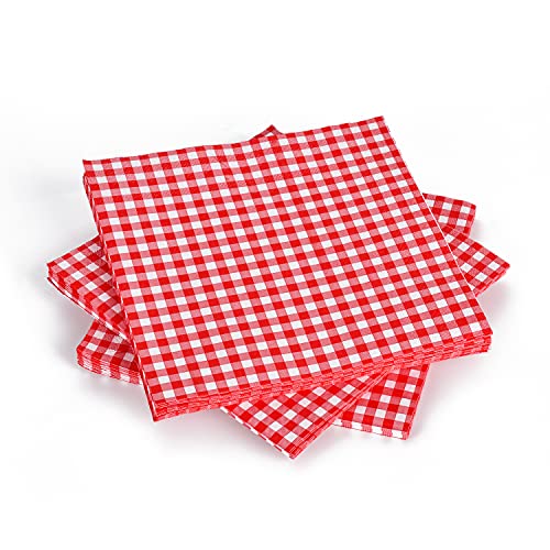 Gatherfun Disposable Red And White Gingham Paper Napkins (Pack Of 50) #TOP4