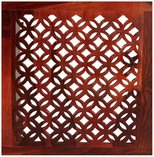 Image of Jangid Handicraft Solid Sheesham Wood Coffee Table with 2 Stool | Rectangle Sofa Centre Table with Stool | Tea Center Table with 2 Stools for Living Room | Patio Teapoy Table with Two Puffy, Brown