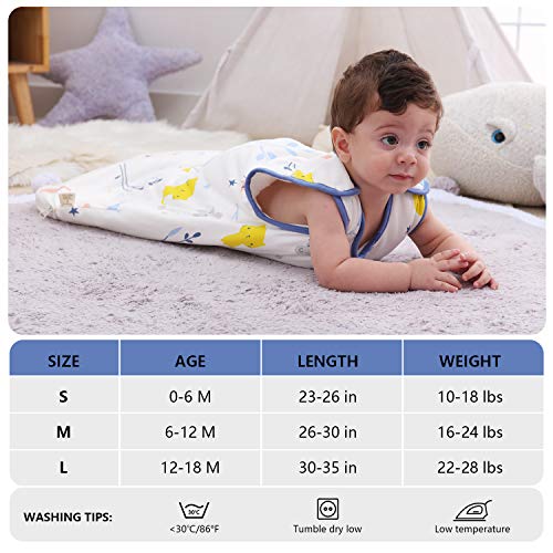 Mosebears Sleep Sack cobertor para bebês com zíper bidirecional, saco de dormir unissex de algodão d