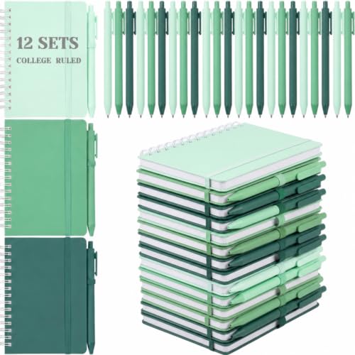 Carnet à spirale A6 Fulmoon avec stylo : lot de 12 mini journaux lignés multicolores