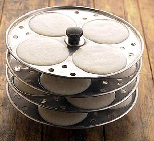 Rings 4 Plates Stainless Steel Heavy Quality Idli Stand for 5 Liter Cooker/Idli Maker Makes 16 Medium Size Idlis at Once (4 Plates/ 16 Idlis Silver) (4 Plates)
