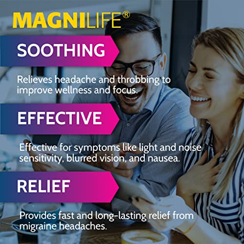 Image of MagniLife Migraine Relief, Non-Habit Forming, 90 Homeopathic Tablets, Migraine Medicine for Light & Sound Sensitivity, Nausea, Blurred Vision & Pressure, Quick-Dissolve Headache Pain Relief