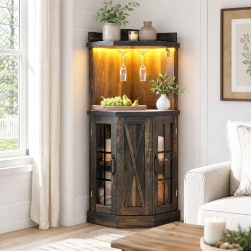 DWVO 53' Corner Bar Cabinet with Glass Door...