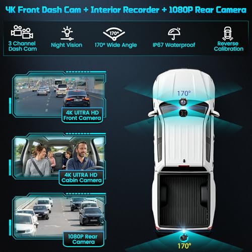 Image of 11.5 inch Largest Wireless CarPlay Screen for Car, Apple CarPlay & Android Auto IPS Touchscreen with 4K Front & 4K Interior Dash Cam, 1080P Backup Cam, Bluetooth, Navigation, Mirror Link, Voice Control,FM
