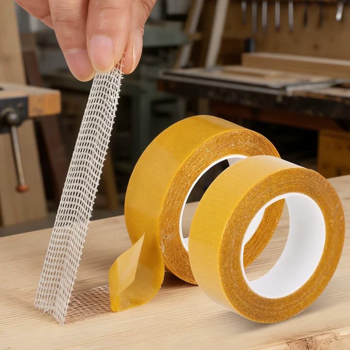 2 Roll Double Sided Tape Heavy Duty,0.8inx45FT(14m)/Roll Strong Clear Mesh Carpet Tape Universal High Tack Wall Adhesive Removable Double Sided Adhesive Tape for Mounting,Indoor Outdoor (Width-2CM)