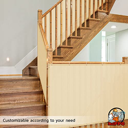 Image of HIPPO Baby Safety Net for Balcony Child Protection Stairway Safety Net Railing Guard for Kids Staircase Protector with Tie-Cords Breathable Fabric Indoor Outdoor Use (1.5MTX4MT, Ivory-Glow)