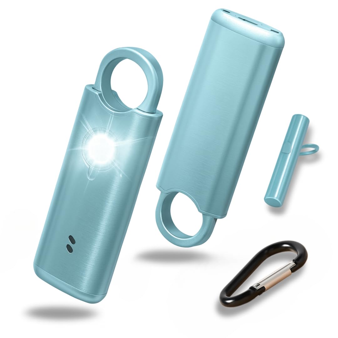 VOLTEK News Alarm Kit Metal Latch Security Woman Defense + Detector Door and Window Self-Defense Auto Alarm Mini Independent + Whistle Emergency Personal Lamp Powerful 135 DB, USB-C