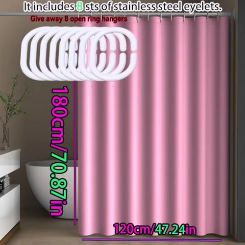 Rideau de douche rose en polyester lavable et imperméable de 160 x 200 cm - 2