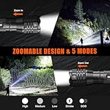 GEARLITE LED Taschenlampe Extrem Hell 2 Stück, Aluminium 4000 Lumen LED Taschenlampe Batteriebetrieben mit 5 Modi, IP65 Wasserdichte Handlampe Zoombar für Camping, Wandern, Outdoor, Notfall, Geschenk