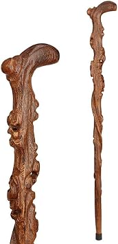 Crutch Walking Cane Form Twisted Hickory Handcrafted Wood Cane with Handle, Unisex Cane Natural Affordable Gift! 89cm WoodenCanes for Men and Women