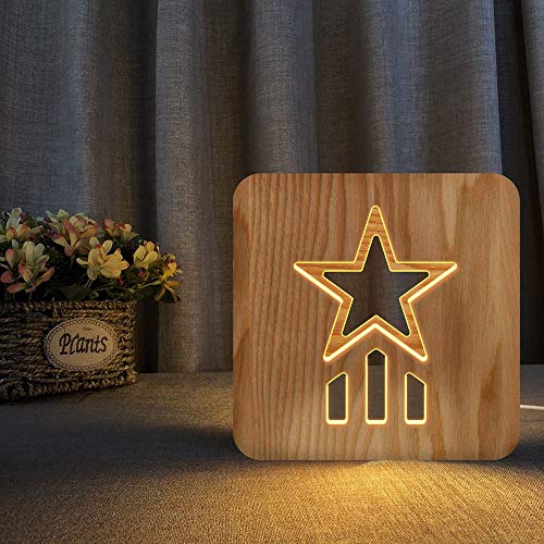 Lampe en bois LED étoiles volantes, décoration de chambre haut de gamme
