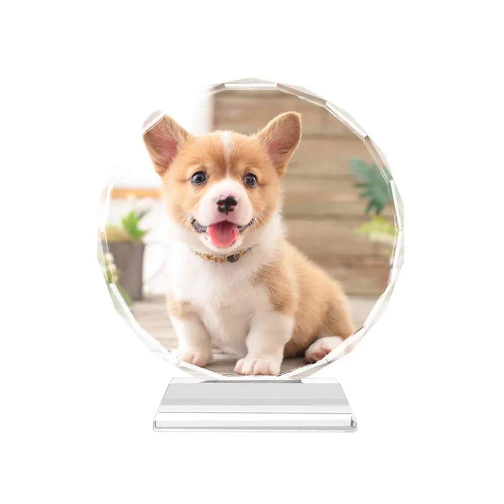LAOFUCrystal Photo Frames Personalized Round Shaped Picture Frame, Home Decoration Gift for Pet