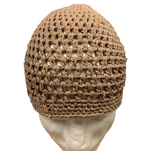 Petal Cliff 100% Cotton Knitted Stretchy Crochet Muslim Beanie Skull Caps For Men - One Size Fit Most. (Brown - 3 Pcs) #TOP15
