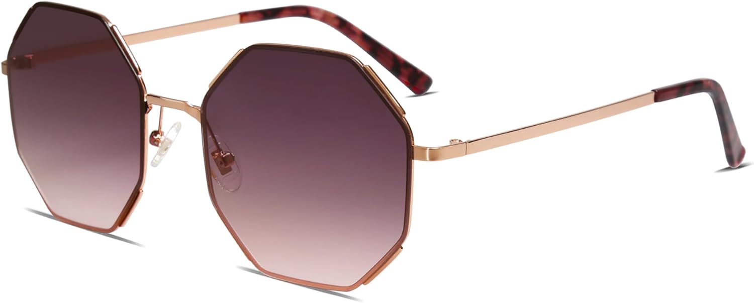 SOJOS Sunglasses for Women Men Classic Retro Polygon Shades UV400 - Image 3