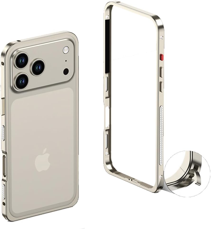 for iPhone 17 Pro Max Bumper Protection Case, Aviation Aluminum Alloy Frame Shockproof, No Back Cover Design Heat Dissipation (Blue)