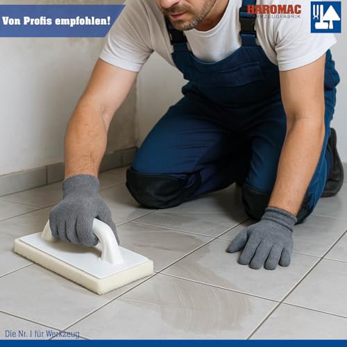 HAROMAC Profi Reibebrett Set 5-teilig – – inkl. Glättbrett, Schwammbelag & Zellkautschuk – für Fliesen, Fugen, Putz & Struktur – Innenausbau-Reiberset - Made in Germany