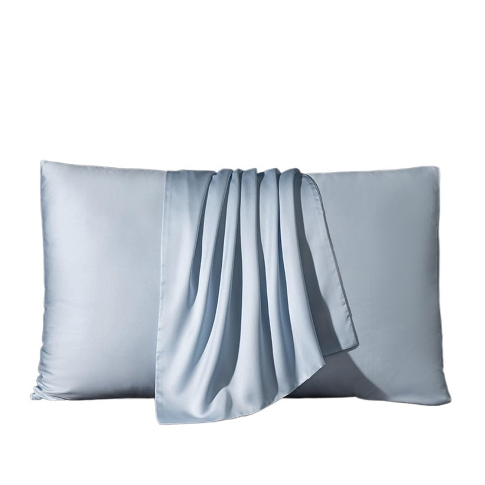CNYUON 2PCS Real Mulberry Silk PillowCase Pillow Case Protect Skin Pillowcase Bedding Cases Cover(LIght Blue,50x75cm 2pcs)