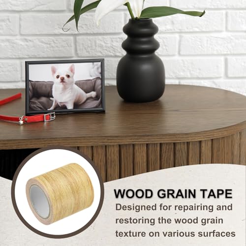 Image of PATIKIL Wood Grain Tape 2.2 inch x 15 Ft, 2 Pcs Self-Adhesive Wood Texture Repair Tape Realistic Wood Effect Contact Paper Patch for Furniture Cabinets Floor Walls Home, Yellow Oak