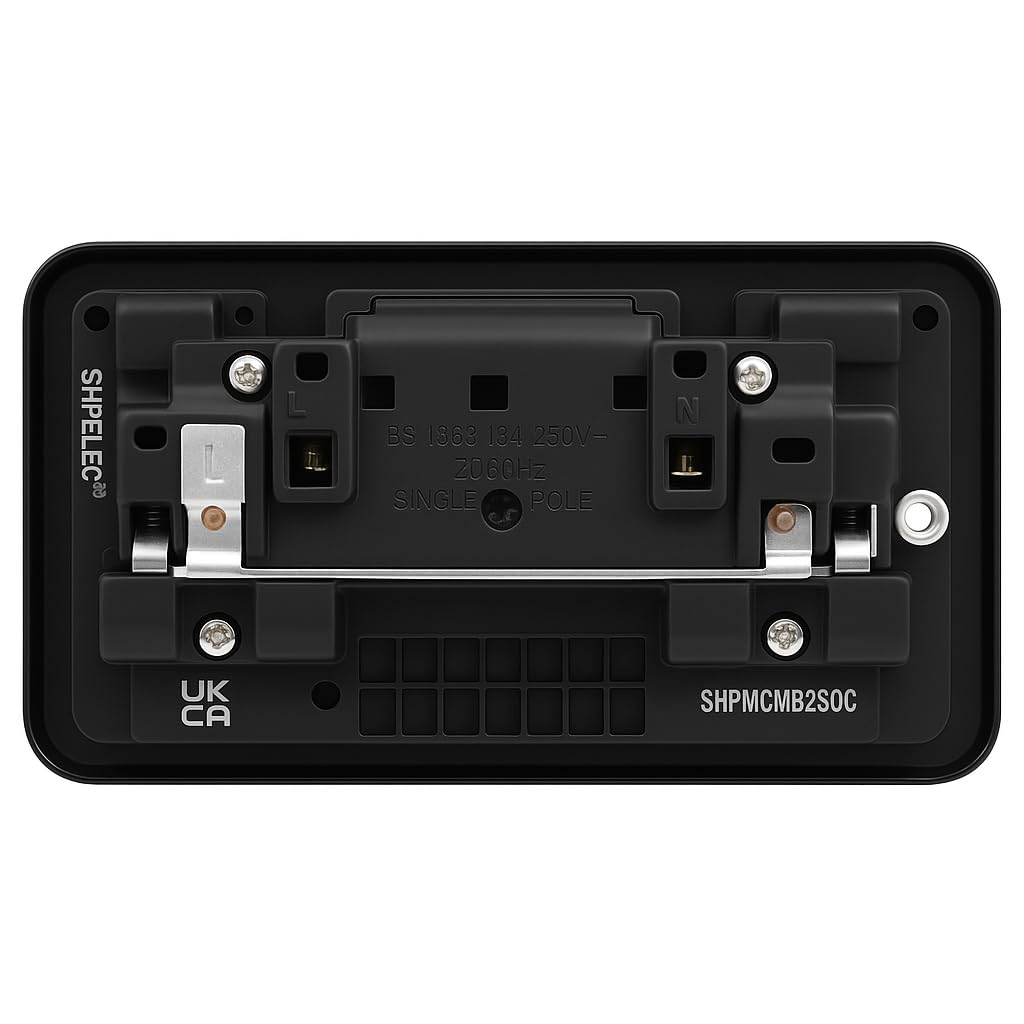 SH, Matt Black, 2 Gang Socket - Image 3