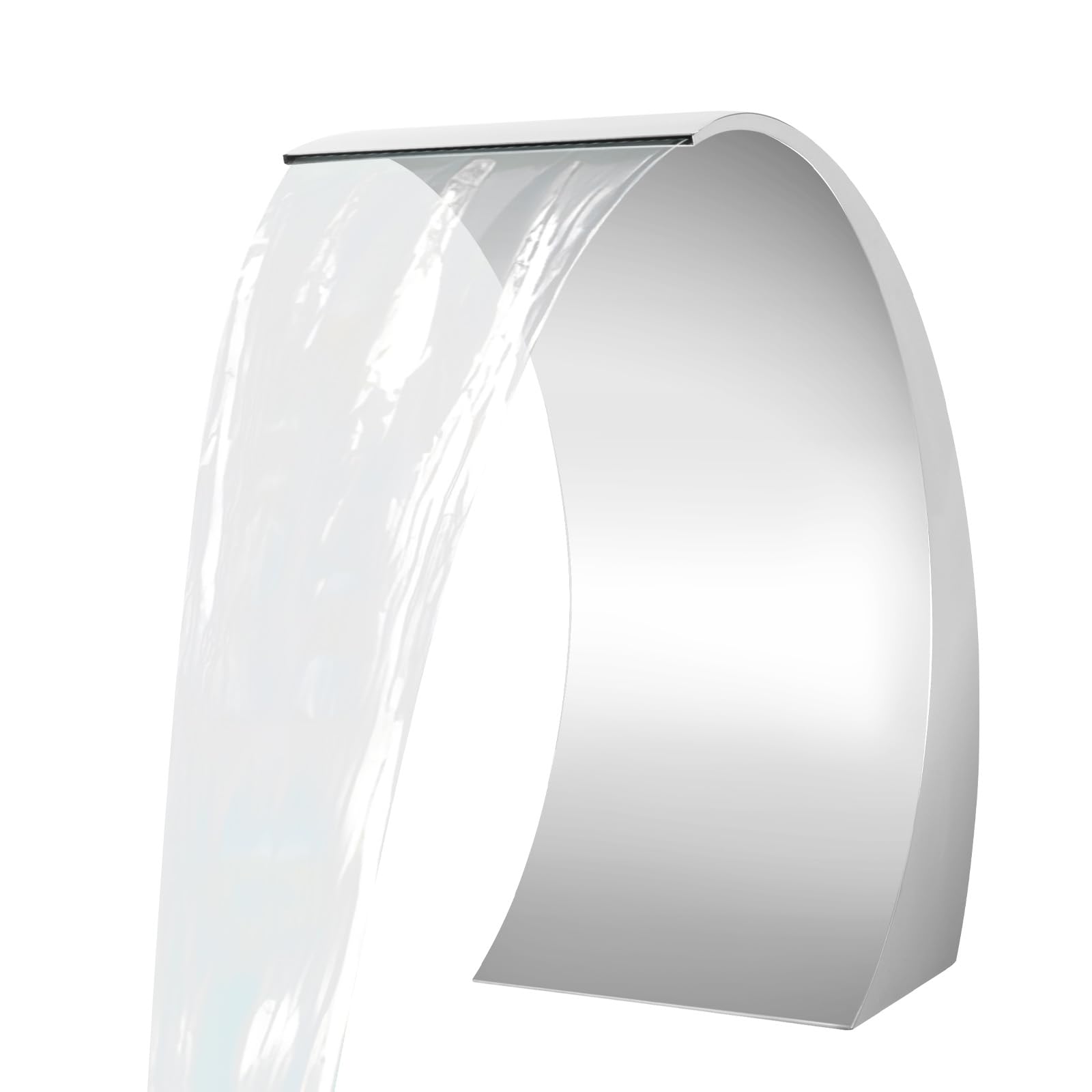 Fuente de acero inoxidable para piscina, ducha de flujo, surtidor, cascada, fuente para estanques de jardín, estanques de patio o piscina, chorro de agua, jardín, piscina, color plateado, 30 x 60 cm