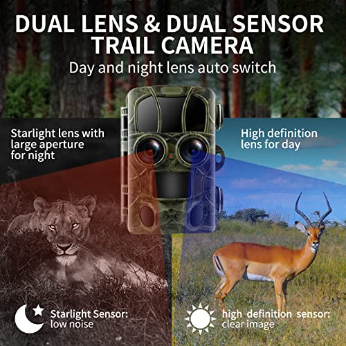 Kymzixx Trail Camera Hunting Game Camera Night Vision 20Mp 4K Starlight Dual Lens Dual Sensor With 120° Detecting Range Motion Activated, Ip66 Waterproof For Wildlife Camera Monitoring 2.4" Tft #TOP2