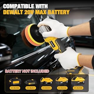Cordless Buffer Polisher for Dewalt 20v Max Battery, Brushless Rotary Car Buffer Polisher, Variable Speed 1000-6000 RPM, Detachable Handle Polisher for Car Detailing,Sanding Waxing (No Battery)