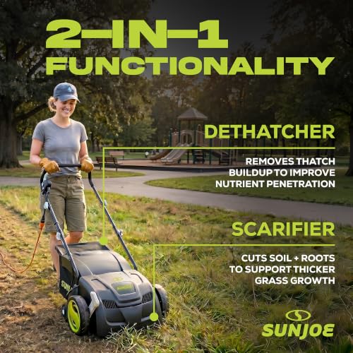 Image of Sun Joe Electric Dethatcher & Scarifier, Corded, with 8-Gal Bag, AJ801E