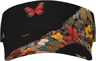 XIXIAN Butterfly High Heel Printed Adult Sunscreen Visor Cap Lightweight and Breathable Adult Sun Visor Empty top hat Versatile Outdoor hat Black