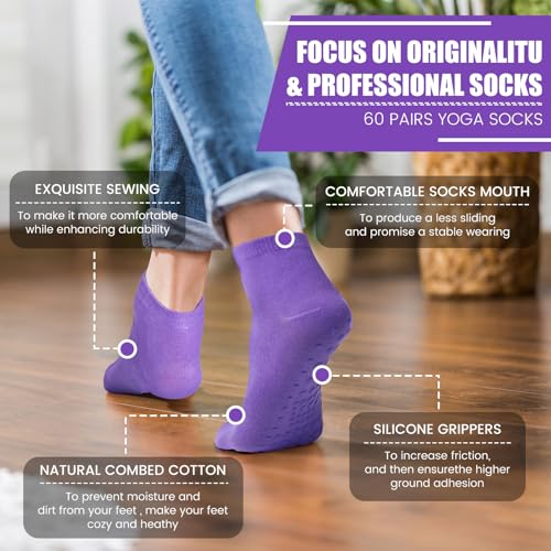 Image of Liitrsh 60 or 150 Pairs Pilates Grip Socks Bulk Unisex Non Slip Yoga Grippy Socks Woman for Adults Yoga Pilates Hospital