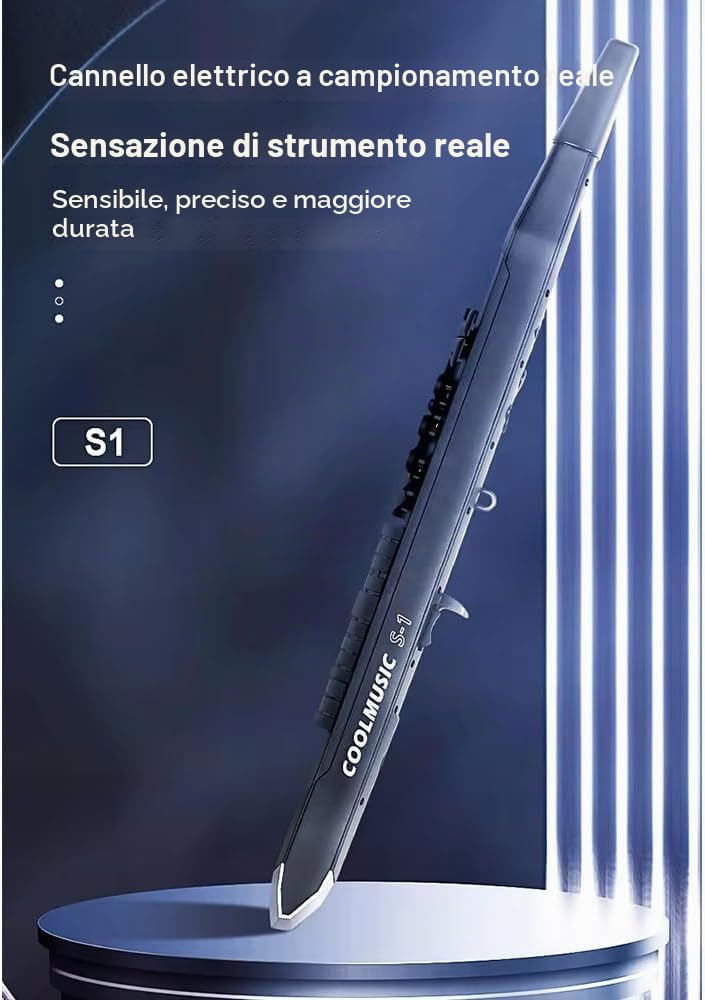 Coolmusic Mini strumento a fiato digitale per sassofono con 3 sensibilità di soffiaggio, aerofono digitale