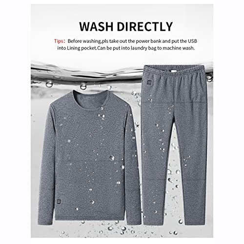 Heated Thermal Underwear For Men Women 22-Zones Electric Heating Long Sleeve Top And Pants Sets For Winter Outdoor,Men Black,S #TOP6