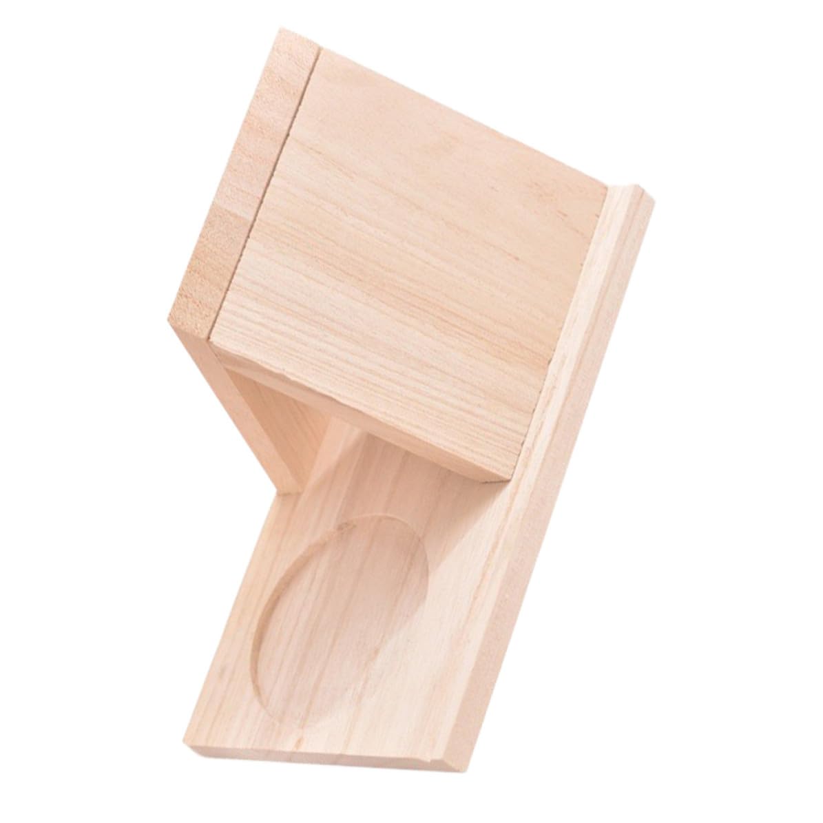 Soporte triangular para libros hecho en madera beige con acabado moderno premium 8