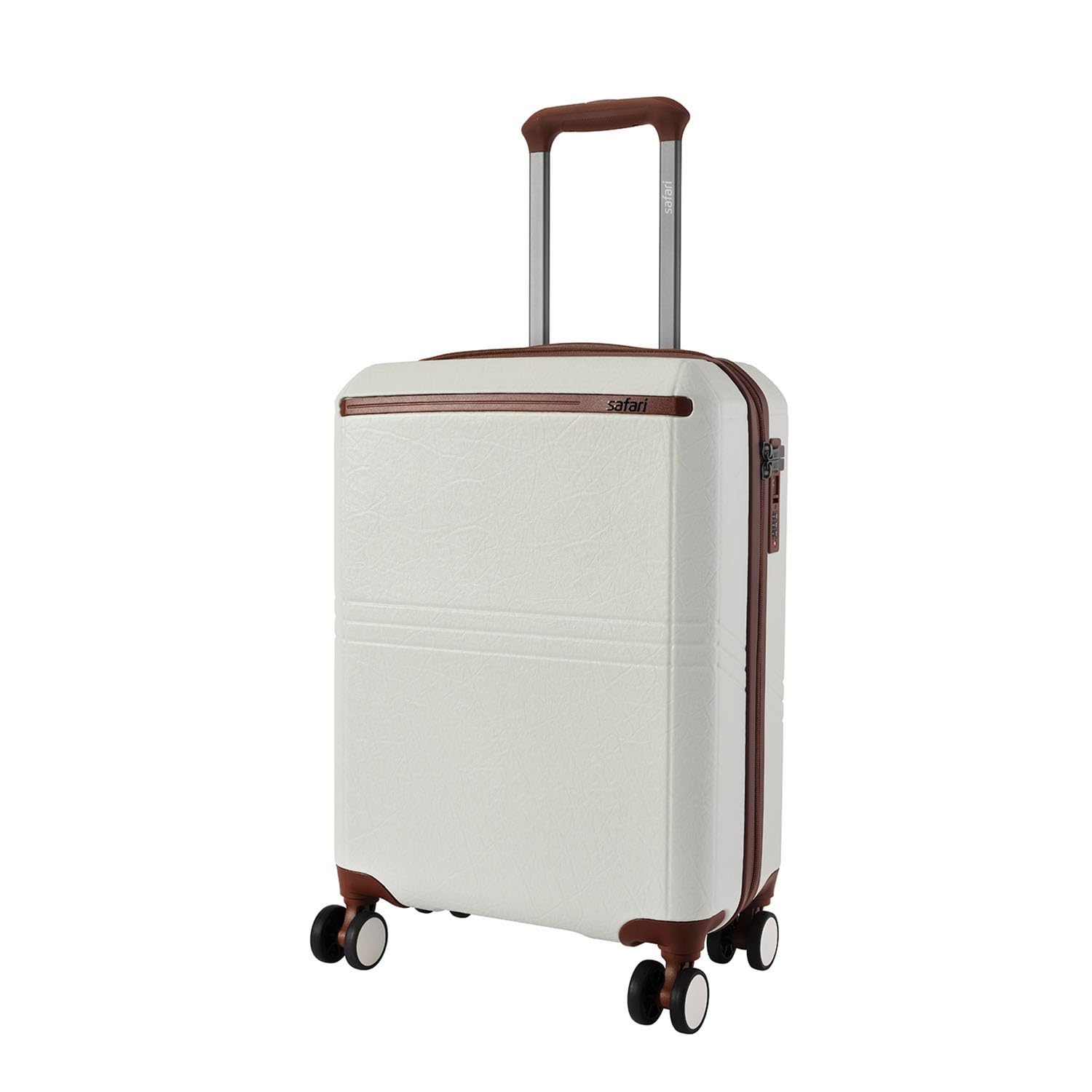 Safari Select Heritage 55 cm Small Cabin Polycarbonate Hard Case Trolley Bag with TSA Lock, 8 Wheels with 360 Degree Rotation and Anti-Theft Zip, Luggage Bag Suitcase for Travel, Ivory Safari Select Heritage 55 cm Small Cabin Polycarbonate Hard Case Trolley Bag with TSA Lock, 8 Wheels with 360 Degree Rotation and Anti-Theft Zip, Luggage Bag Suitcase for Travel, Ivory