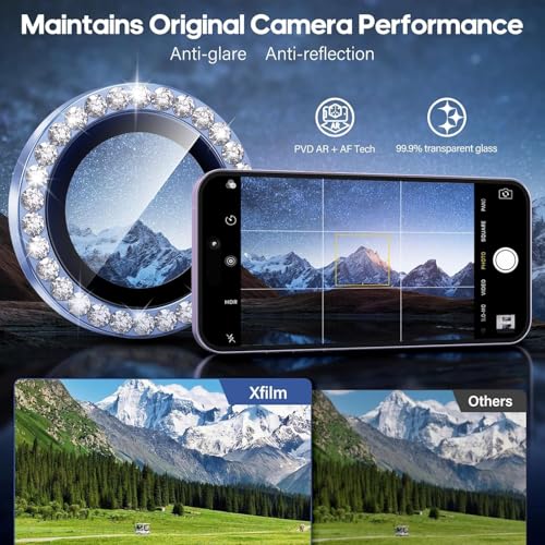 Image of Choiche for iPhone 17 Camera Lens Protector Bling, Individual Diamond Metal Ring with 9H Hardness, Scratch-Proof Camera Screen Protector, Stylish Accessories, Case Friendly (Blue Diamond)