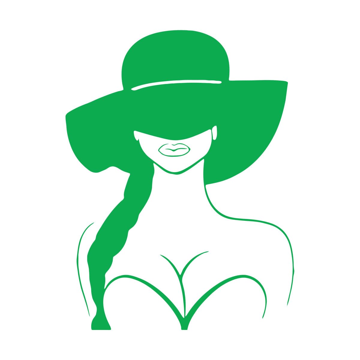 Beautiful Sensual Girl Woman Face Wall Sticker Hat Fashion Style Beauty Hair Salon Decal Decor Wall Window Posters Tattoo Large - 56x73cm