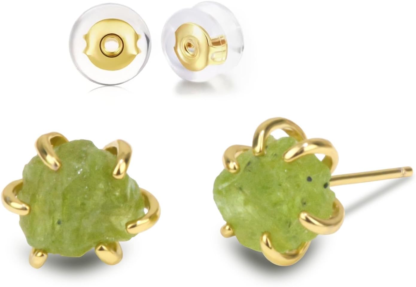 Citrine Earrings, Natural Raw Gemstone Earrings for Women, Prong Setting Stud Earrings Birthstone Crystal Handmade Jewelry for Women