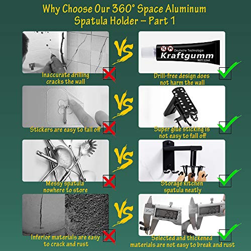 Kitchen Utensil Rack, Wall Mount Retractable Spatula Rack Spoon Holder, Multifunctional Rotatable Kitchen Utensil Holder Organizer, Space-Saving Utensil Hooks For Bathroom Corridor Balcony (10 Hooks) #TOP1