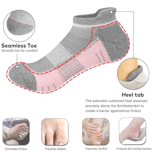 Image of cuangya Ankle Socks for Women - Athletic Low Cut Running Cushioned Socks (3-5 Pairs)