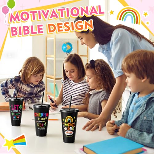 Uiifan 50 Pcs Christian Cups Bulk, Bible Verse Tumblers, Black — view 5