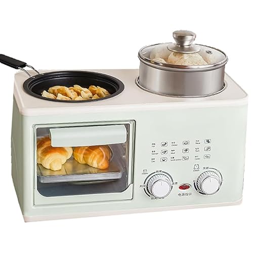 Máquina de Desayuno 4 en 1, estación de Desayuno eléctrica Multifuncional, área para Hornear de Gran Capacidad de 8 litros, 1200 W, Perilla de Temporizador de 0 a 60 minutosfunciones