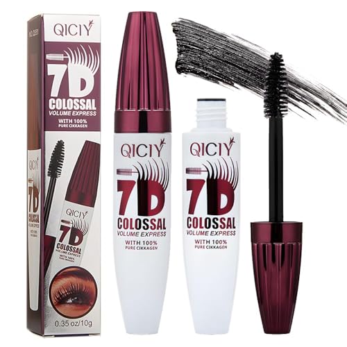 Image of Qiciy 7d Colossal Mascara, Black Long-Lasting & Buildable Volume, Natural Length, Exquisitely Full Lashes, Smudge-Proof, Thickening Eye Makeup for Defined Curl