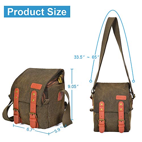 Mibee Canvas Shoulder Camera Bag Messenger Bag para 1 câmera 1 lente compatível com DSLR Câmera e le