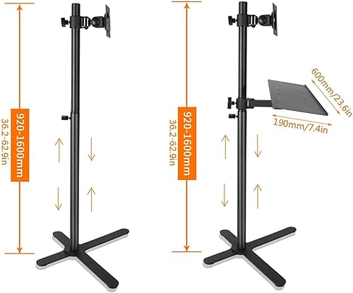 Miniatura 3 de Soporte para monitor con soporte para teclado, altura ajustable, inclinación giratoria, soporta hasta 44 libras