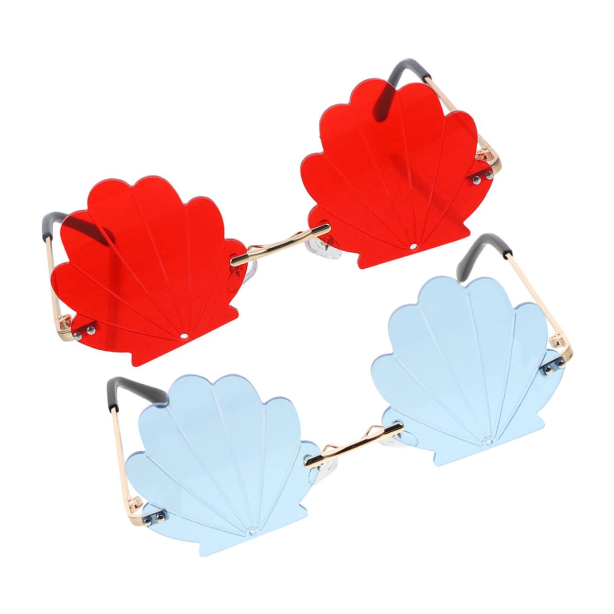 Ipetboom Fashionable Rimless Shell Sunglasses Uv Blocking Perfect for Parties Vacation Shell Glasses