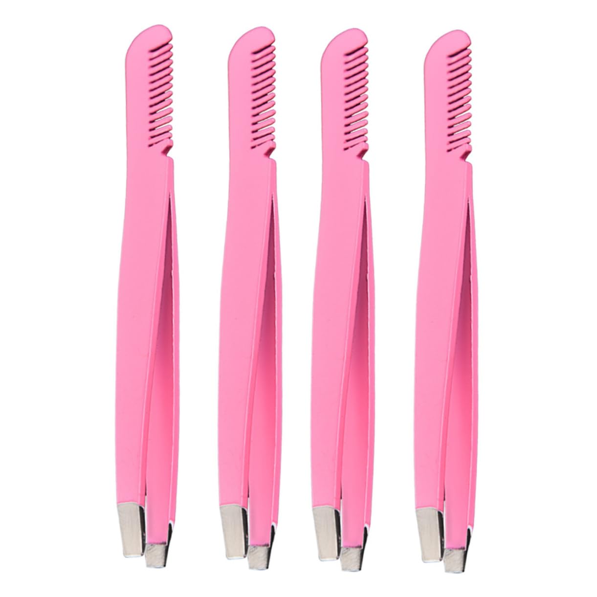 Beatifufu Professional Eyebrow Tweezers 4pcs Set Steel Eyebrow Clamp Brush Clip for Makeup