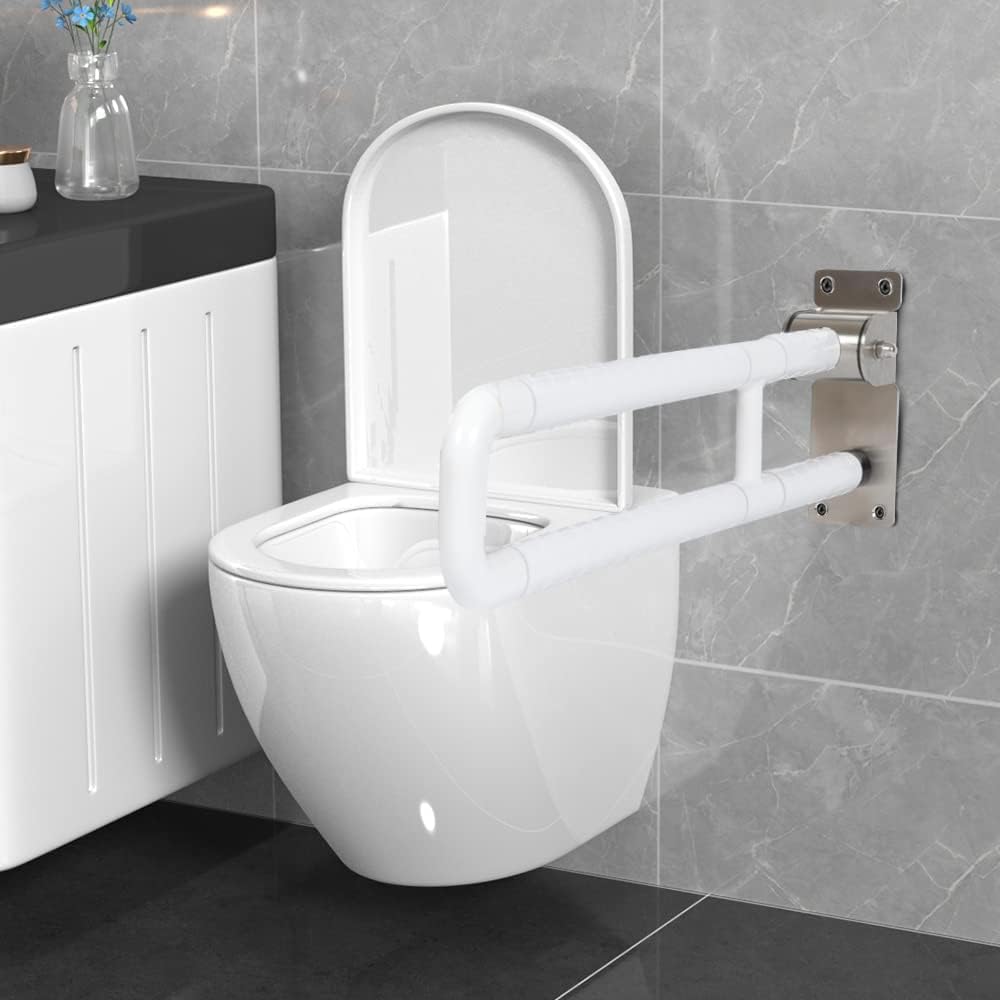 Maniglia Doccia Anziani, Maniglione Bagno Disabili 60cm, Binari per WC da Parete Pieghevole e Antiscivolo per Bagno e Toilette, Maniglioni Supporto Fino a 300-350 kg