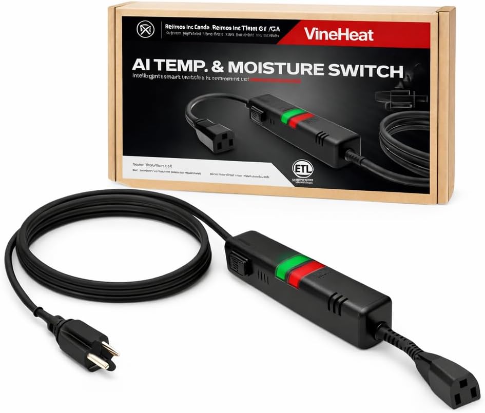 AI Smart Temperature & Moisture Switch, Roof Heat Cable Controller for Roof & Gutter De-Icing, Energy-Saving Thermostat, Outdoor Use,Automatic On/Off Below 37°F (3°C)-Above 44°F (7°C),120V